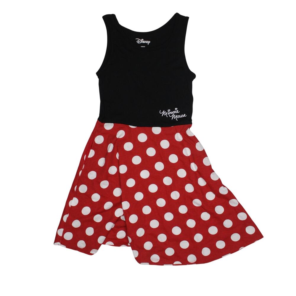 Disney Minnie Mouse Women's Juniors Red Polka Dot Dress Black Tank knee summer S